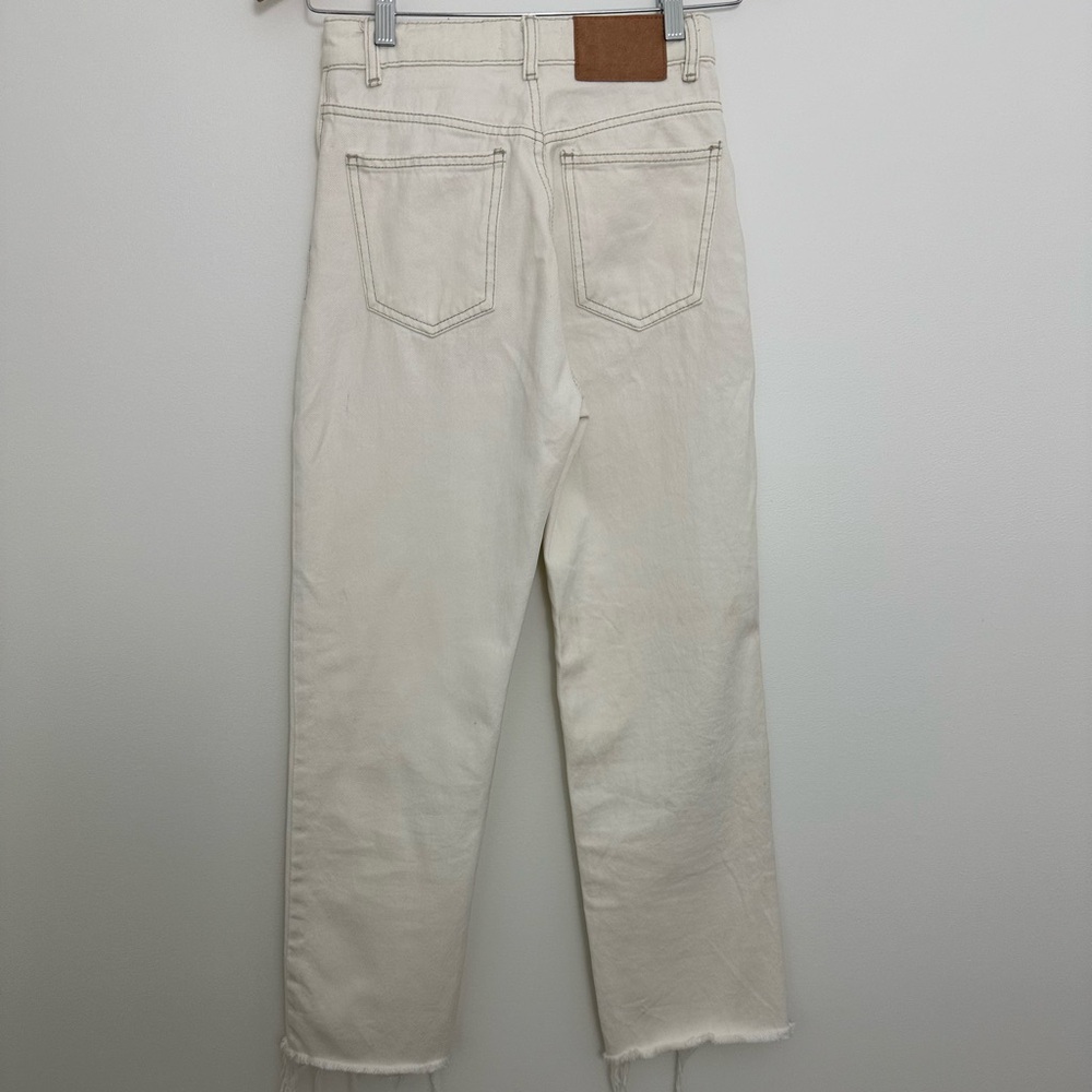Zara High Rise Straight Leg Jeans-Cream - Picture 2 of 4